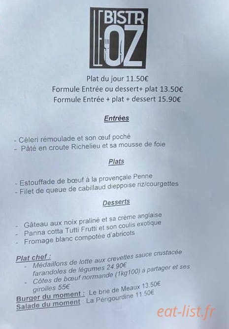 Le Bistroz — carte page 2