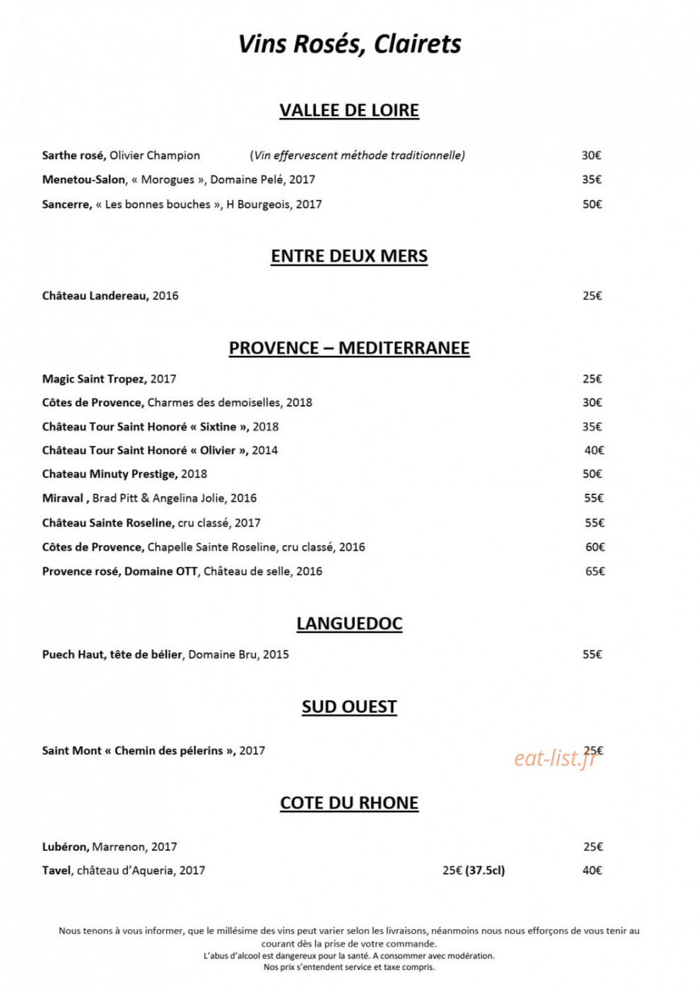 Restaurant Le Séquoia — carte page 14