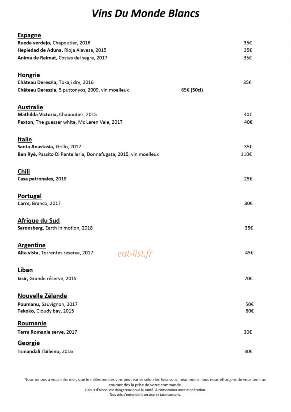Restaurant Le Séquoia — carte page 15