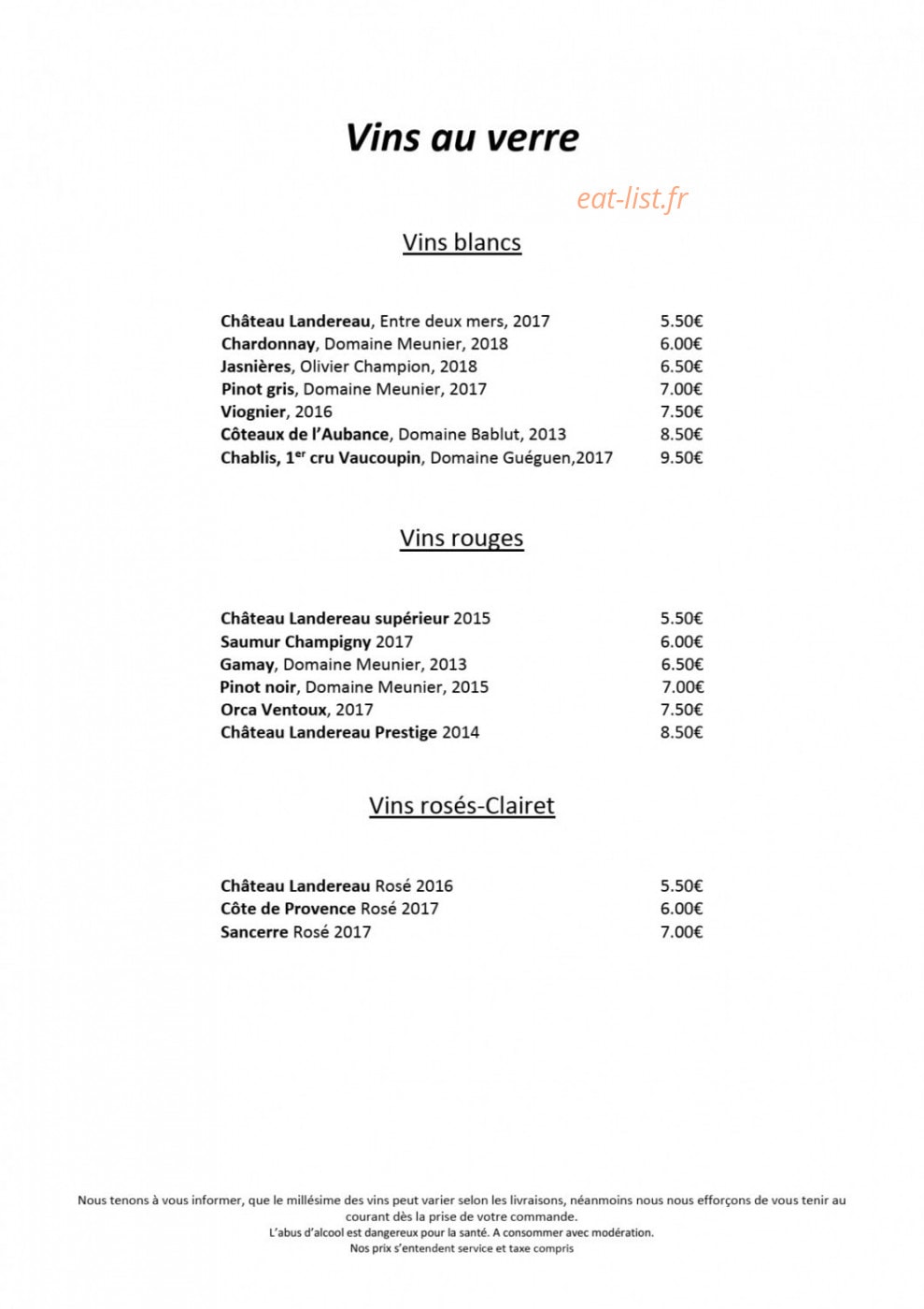Restaurant Le Séquoia — carte page 18
