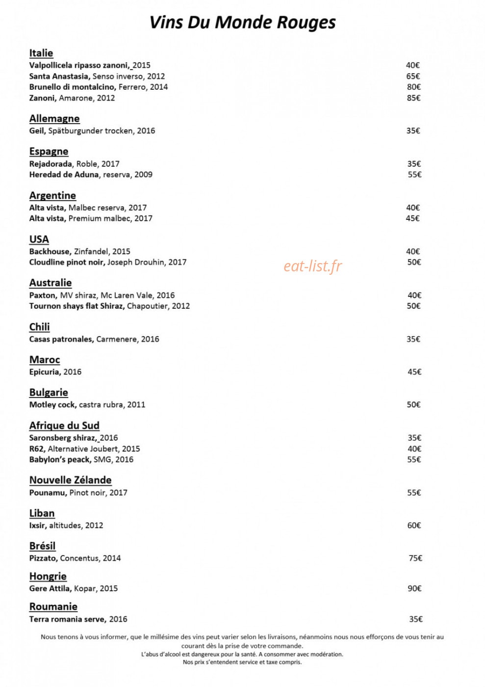 Restaurant Le Séquoia — carte page 16