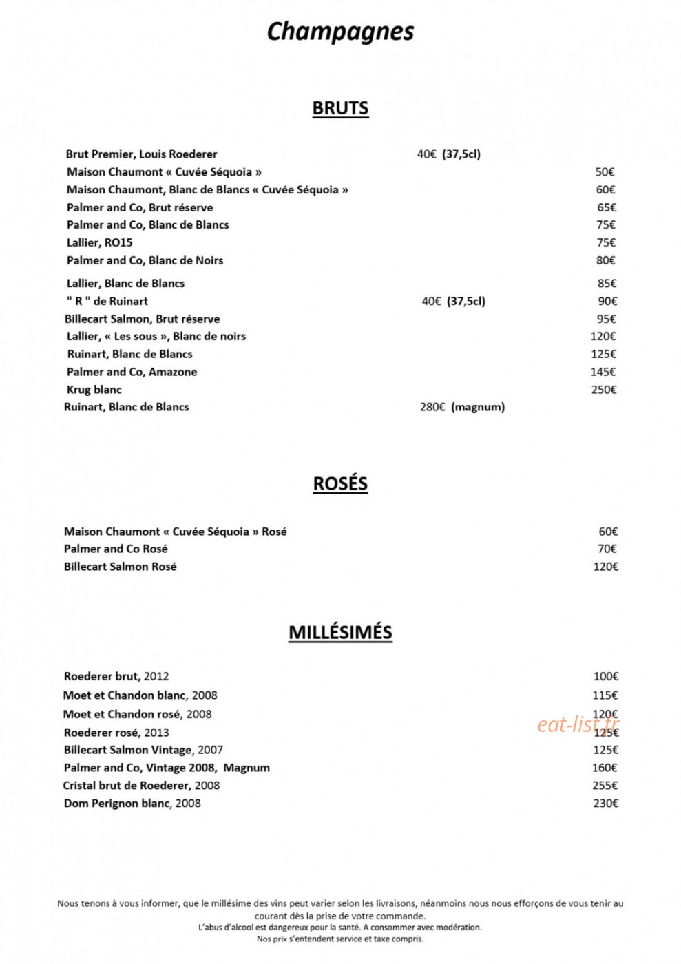 Restaurant Le Séquoia — carte page 17