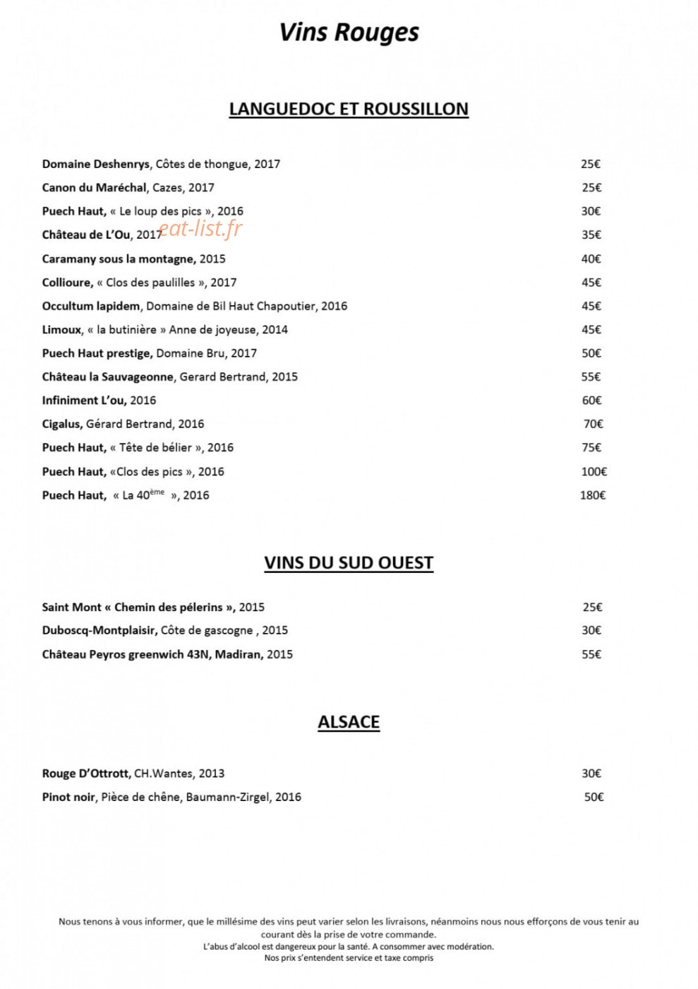 Restaurant Le Séquoia — carte page 7