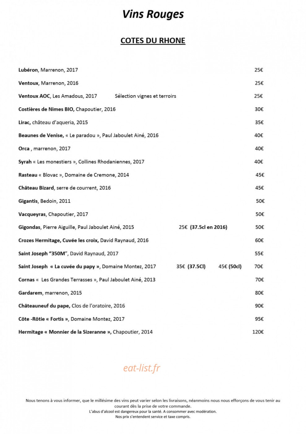 Restaurant Le Séquoia — carte page 6