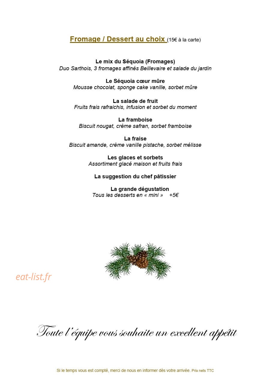 Restaurant Le Séquoia — carte page 2