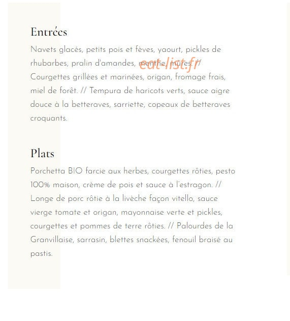 La Maison du Gasseau — carte page 1