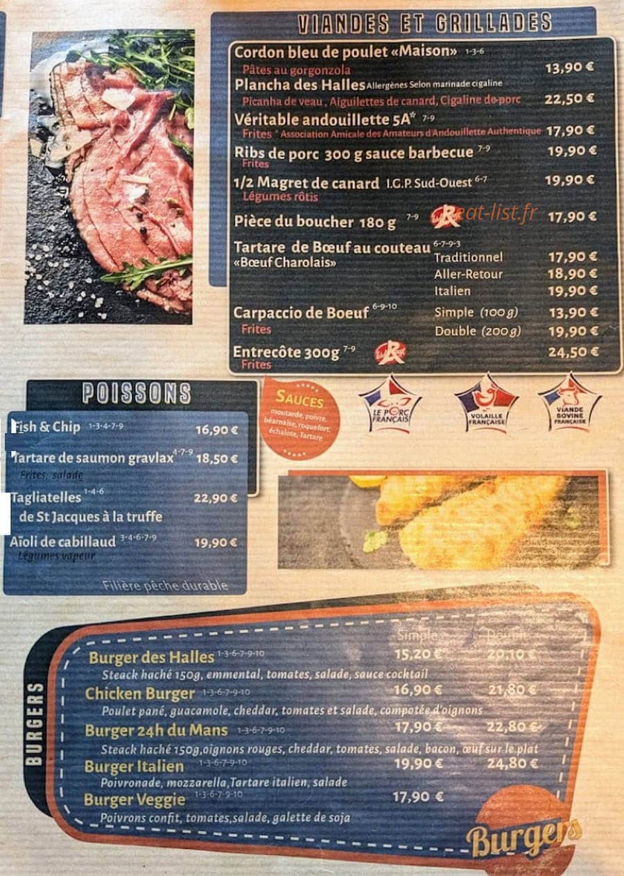 Brasserie Des Halles — carte page 2
