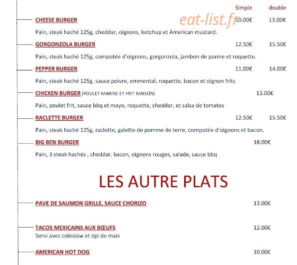 John's Steakhouse — carte page 1