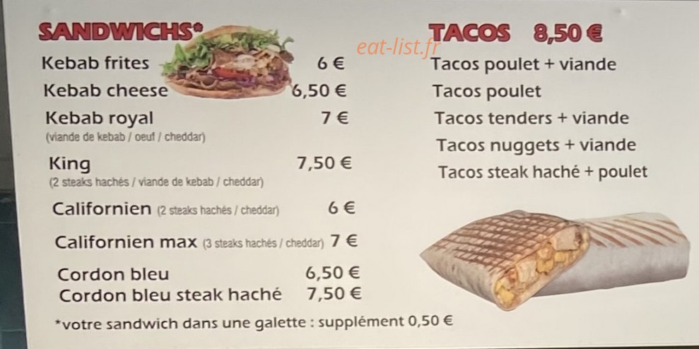 Mc Kebab — carte page 1