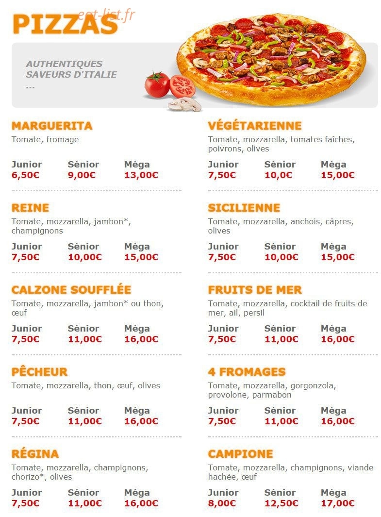 Pizza Crousty — carte page 1