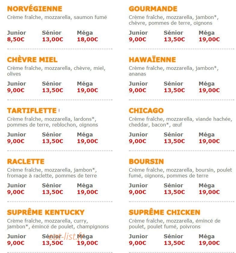 Pizza Crousty — carte page 3