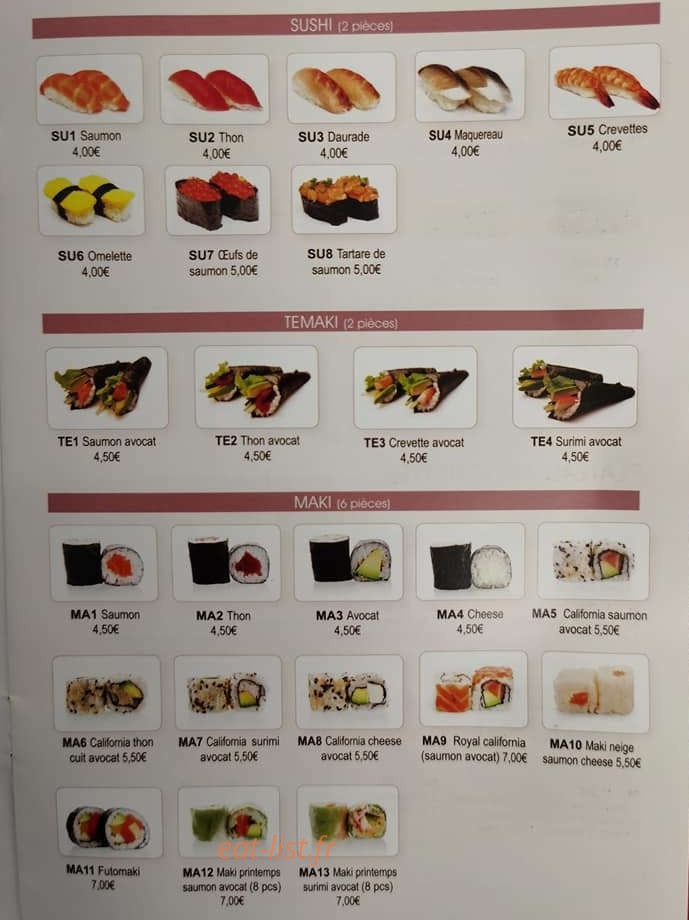 Hoki Sushi — carte page 2