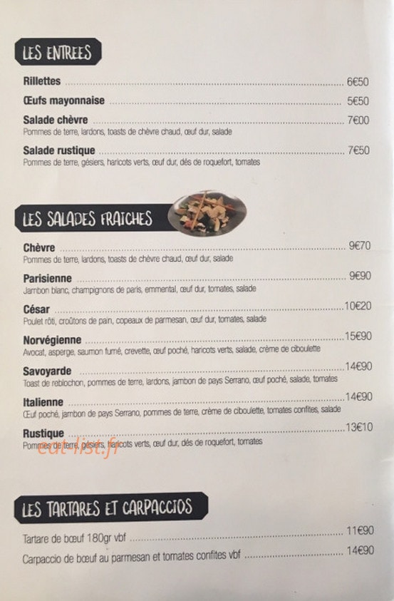 Le Bistro — carte page 1