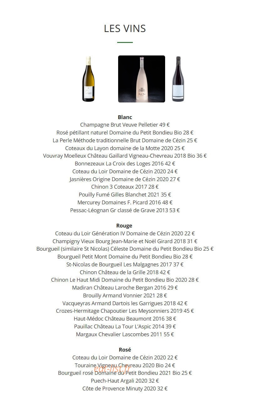 Au Bistrot Ronsard — carte page 3