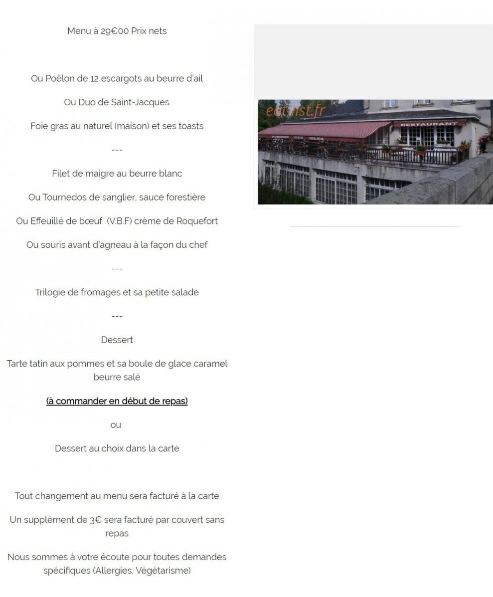 Auberge des Isles — carte page 5