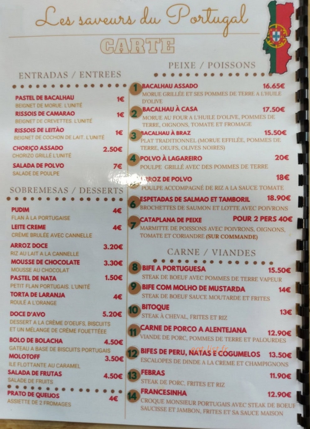Les saveurs du Portugal — carte page 1