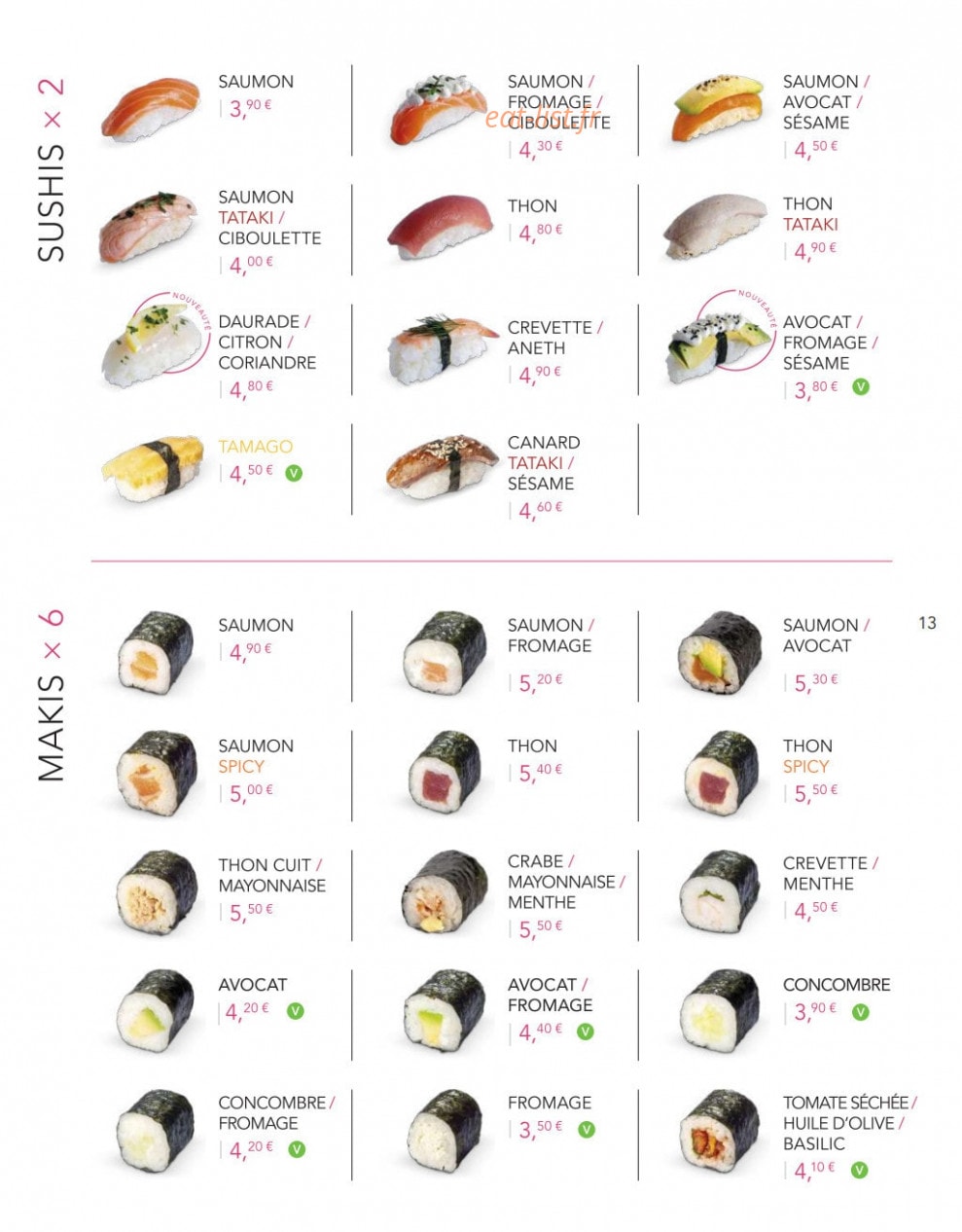 Lady Sushi — carte page 11