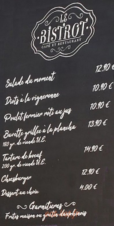 Le Bistrot — carte page 1