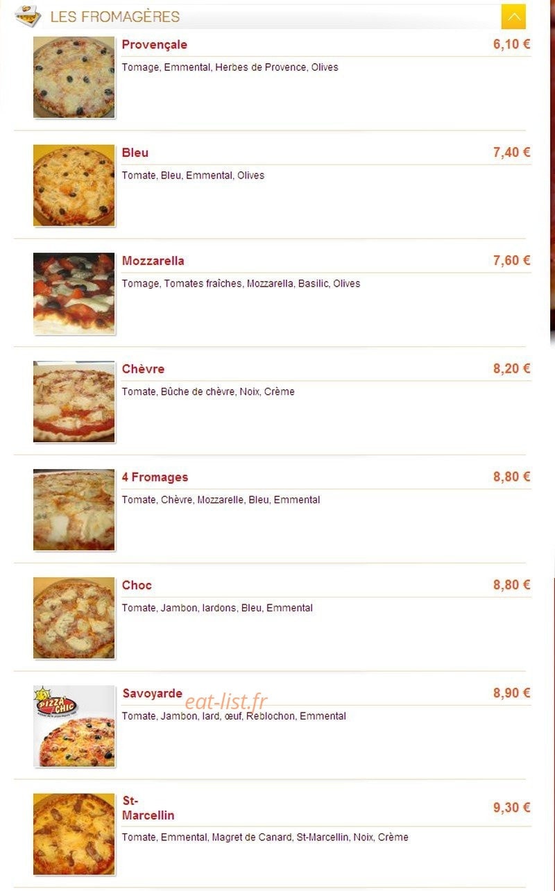Pizza'Chic — carte page 2