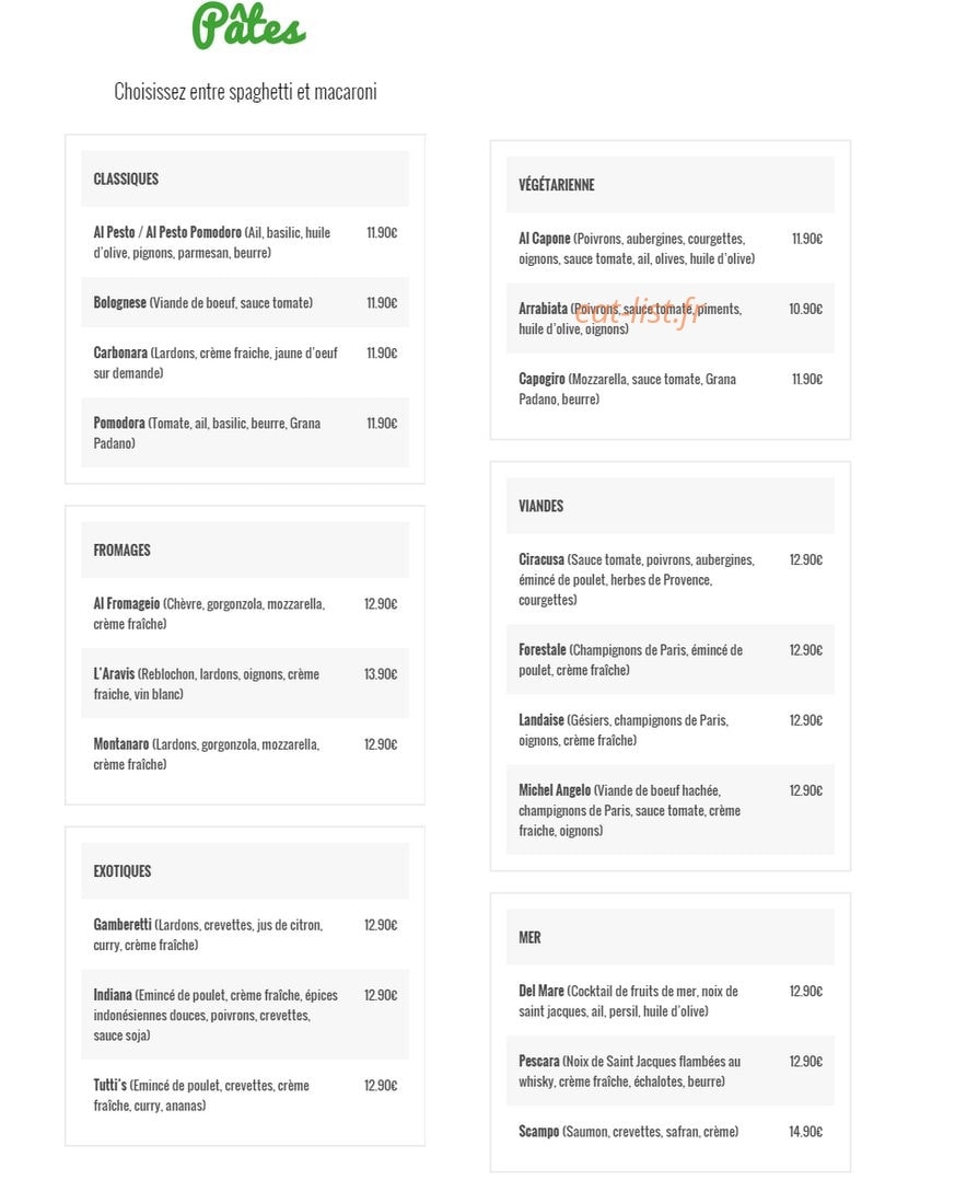 Al Dente — carte page 2