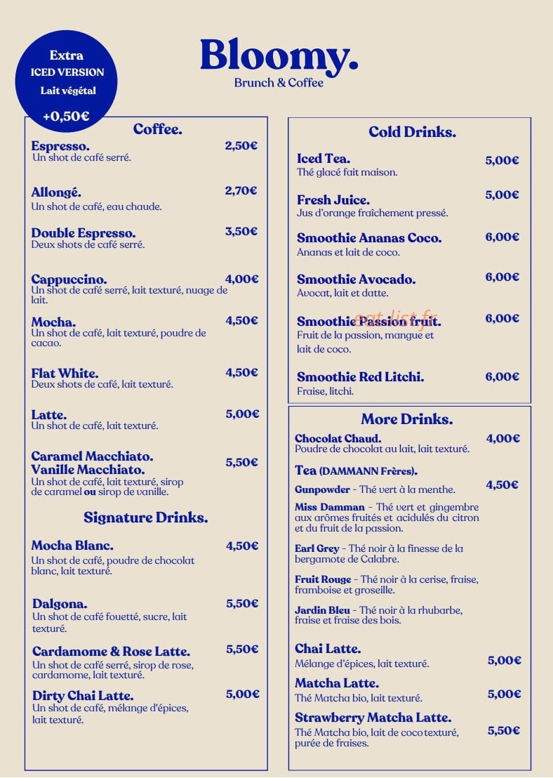Bloomy Brunch & Coffee — carte page 2