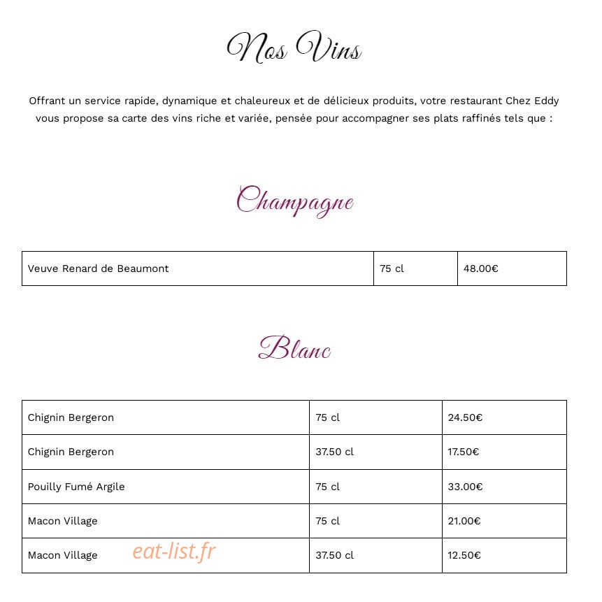 Chez Eddy — carte page 3