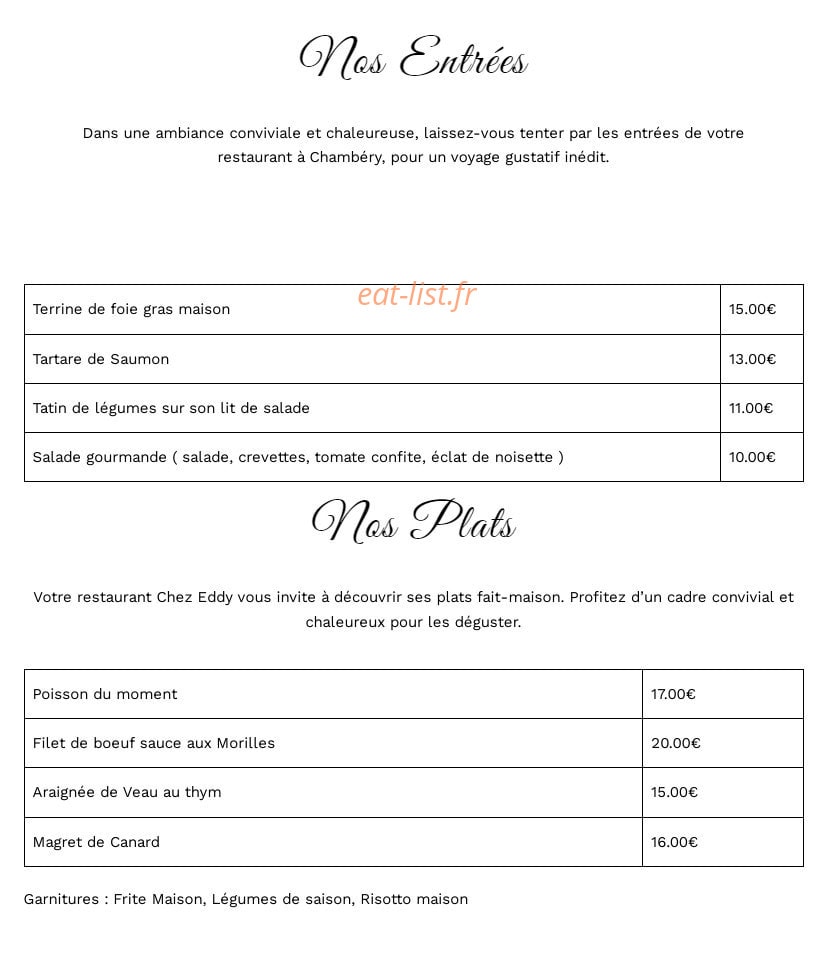 Chez Eddy — carte page 1