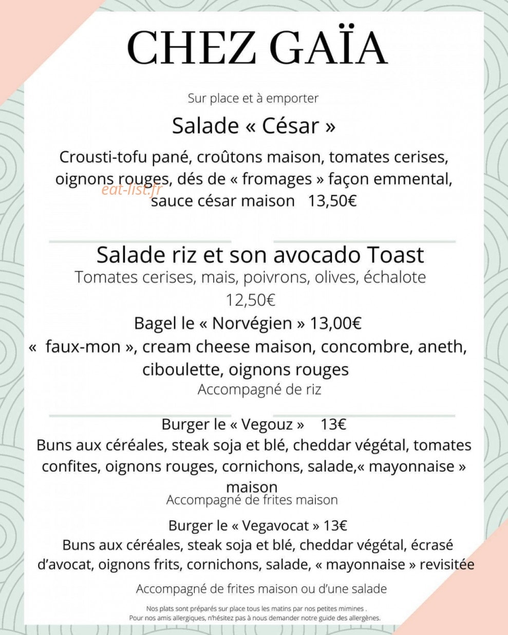Chez Gaïa — carte page 1