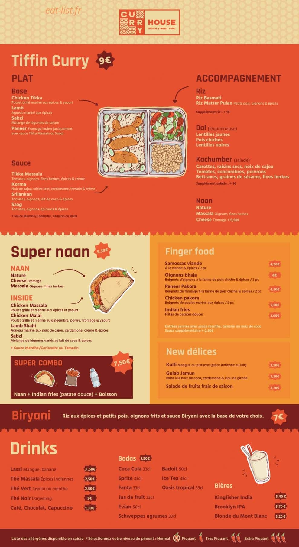 Curry House — carte page 1