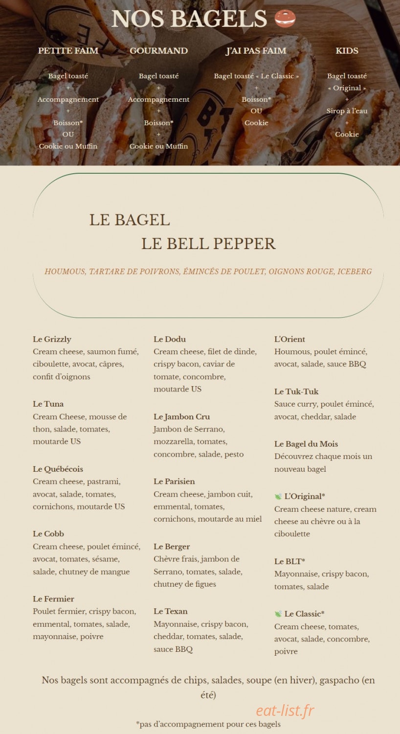 Green Bagel Café — carte page 1