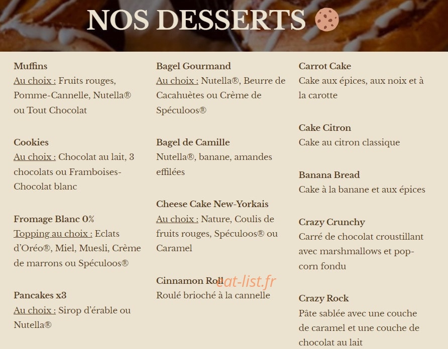 Green Bagel Café — carte page 3