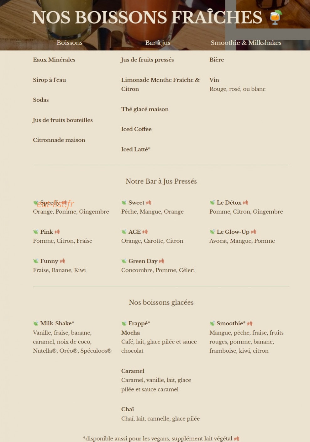 Green Bagel Café — carte page 6