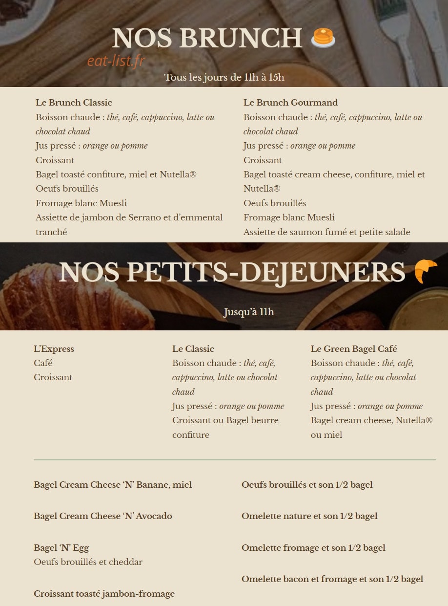 Green Bagel Café — carte page 4