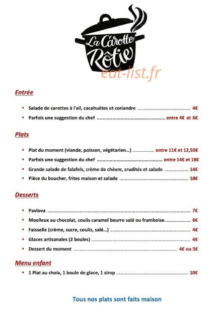 La Carotte rôtie — carte page 1
