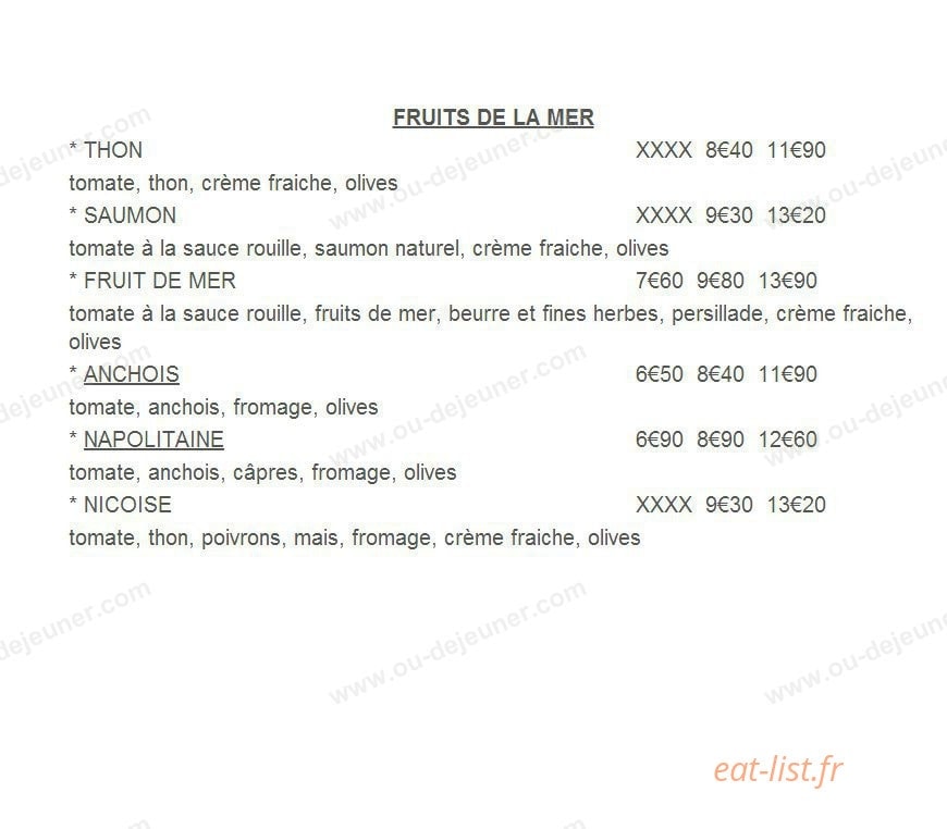 La Pizzetta — carte page 4