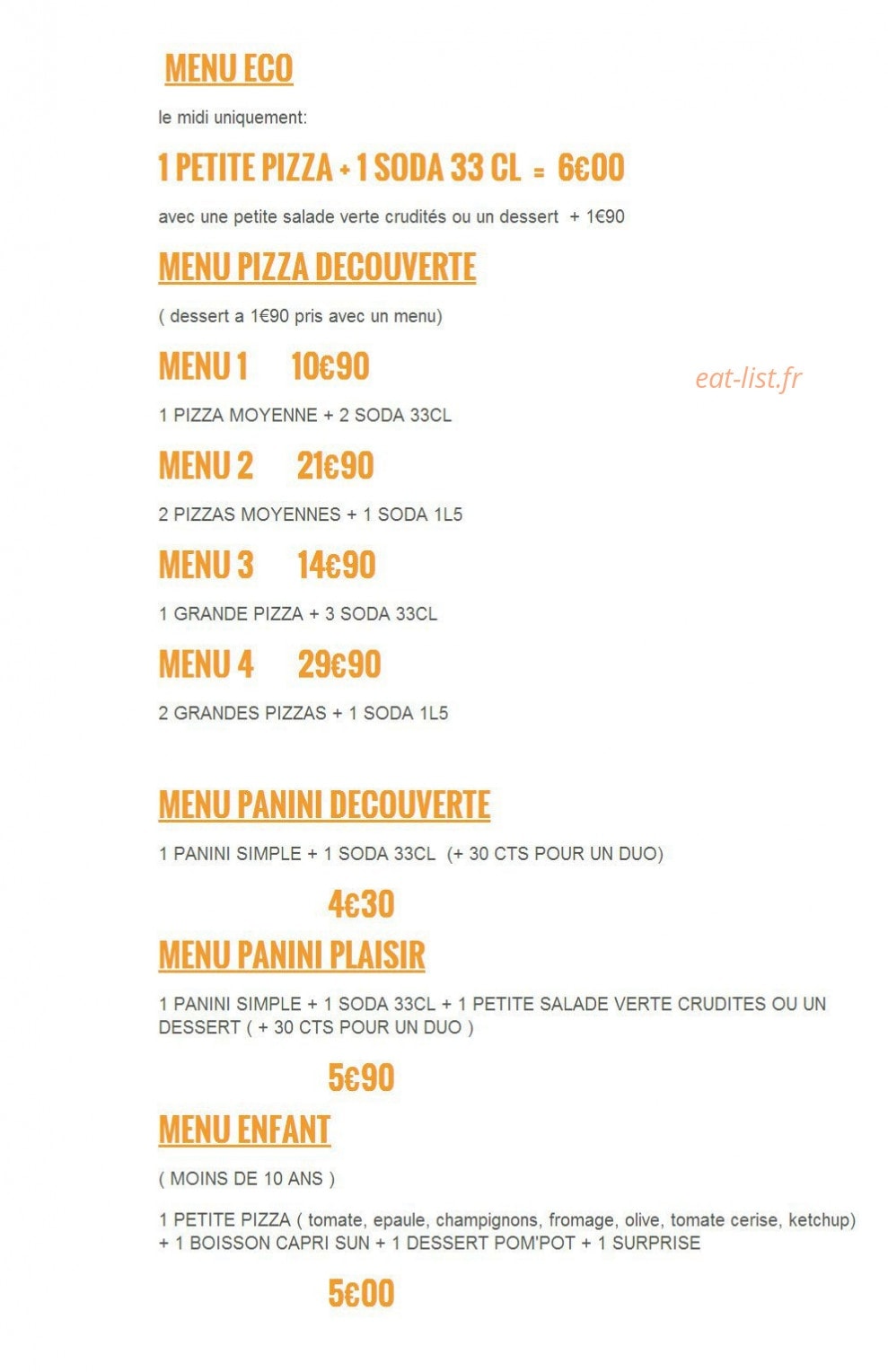 La Pizzetta — carte page 5