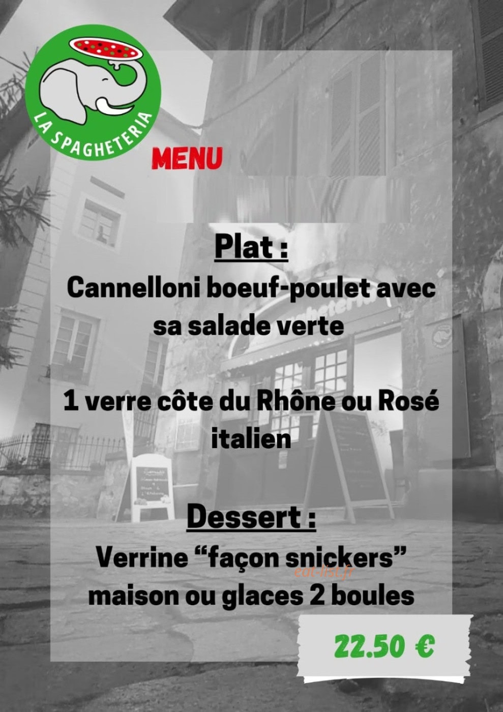 La Spagheteria — carte page 1