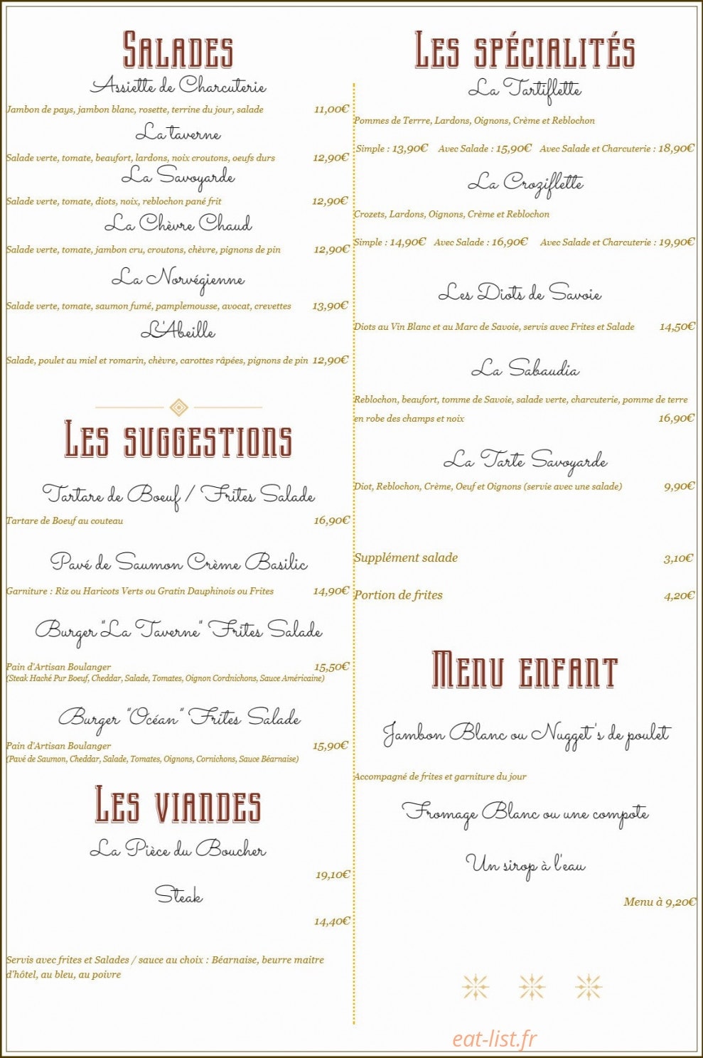 La Taverne Saint Leger — carte page 1