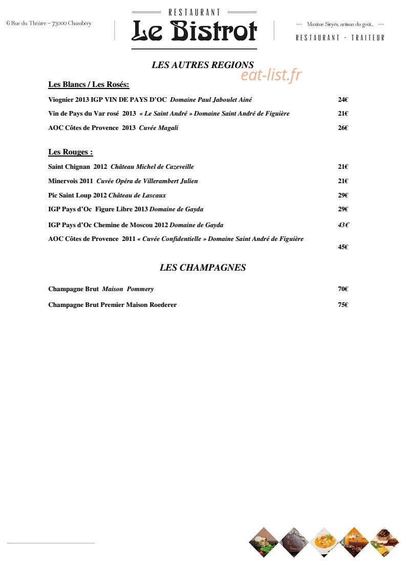 Le Bistrot — carte page 5
