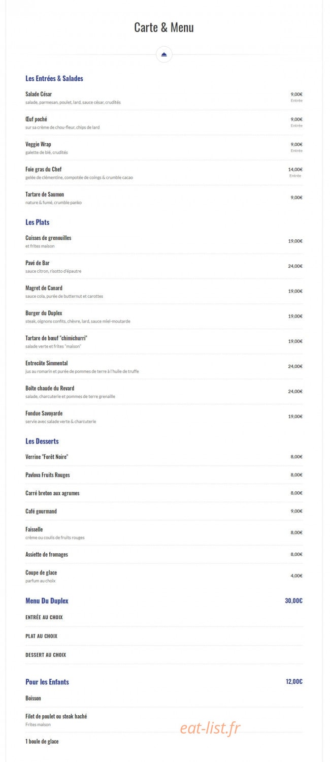 Le Duplex — carte page 1