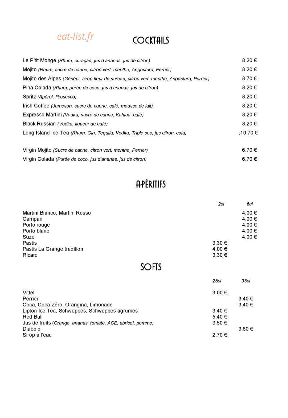 Le P'tit Monge — carte page 4