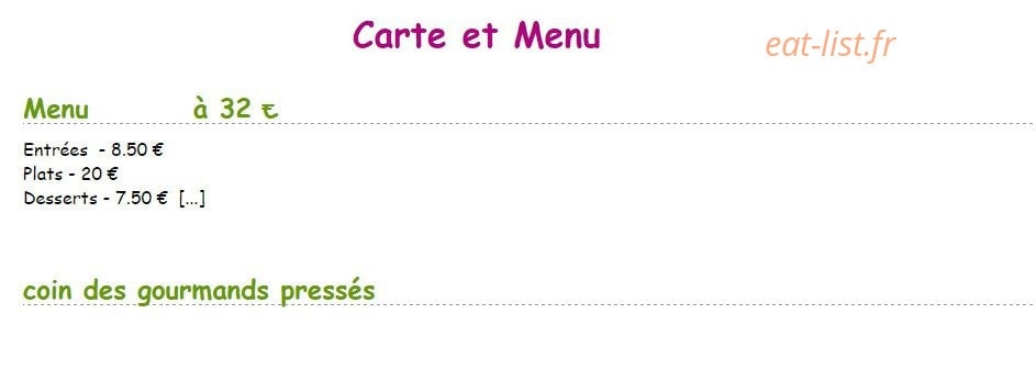 Les Gourmands Disent — carte page 1