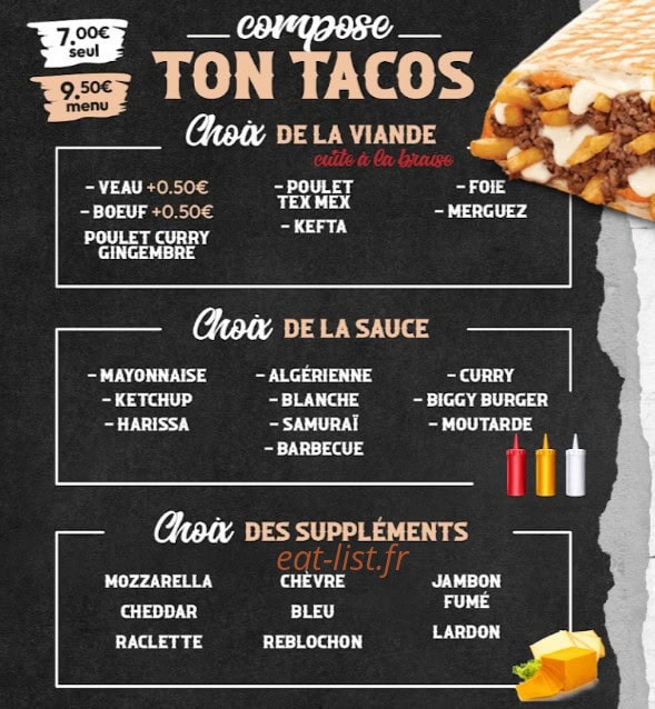 Carte et menu de Les grillades de Papa à Chambery — Les tacos
