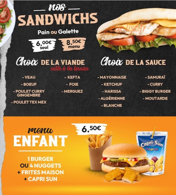 Carte et menu de Les grillades de Papa à Chambery — Les sandwichs