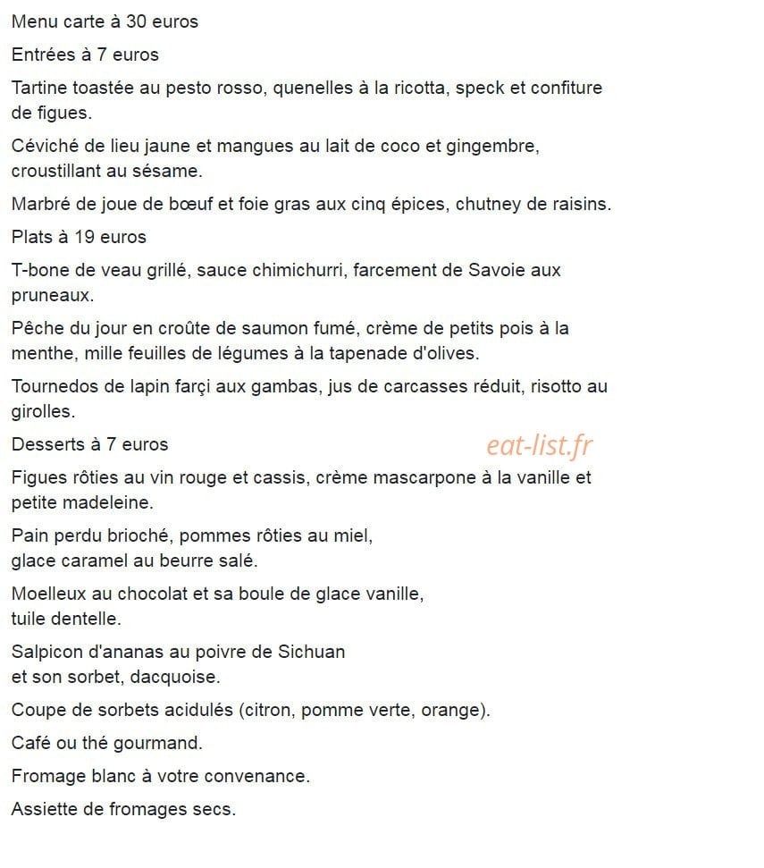 Les Plaisirs Gourmands — carte page 1