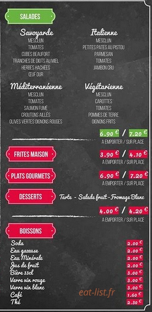 Les sandwichs du terroir — carte page 2