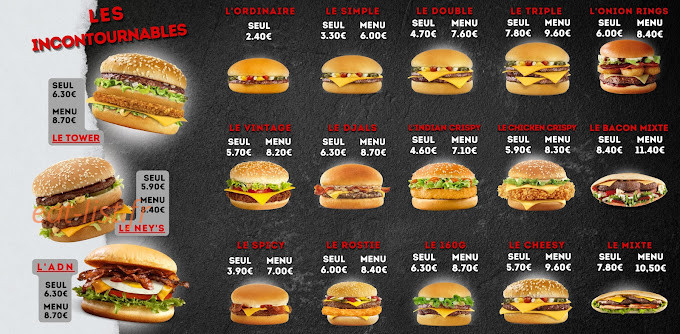 Ney's Burger — carte page 1