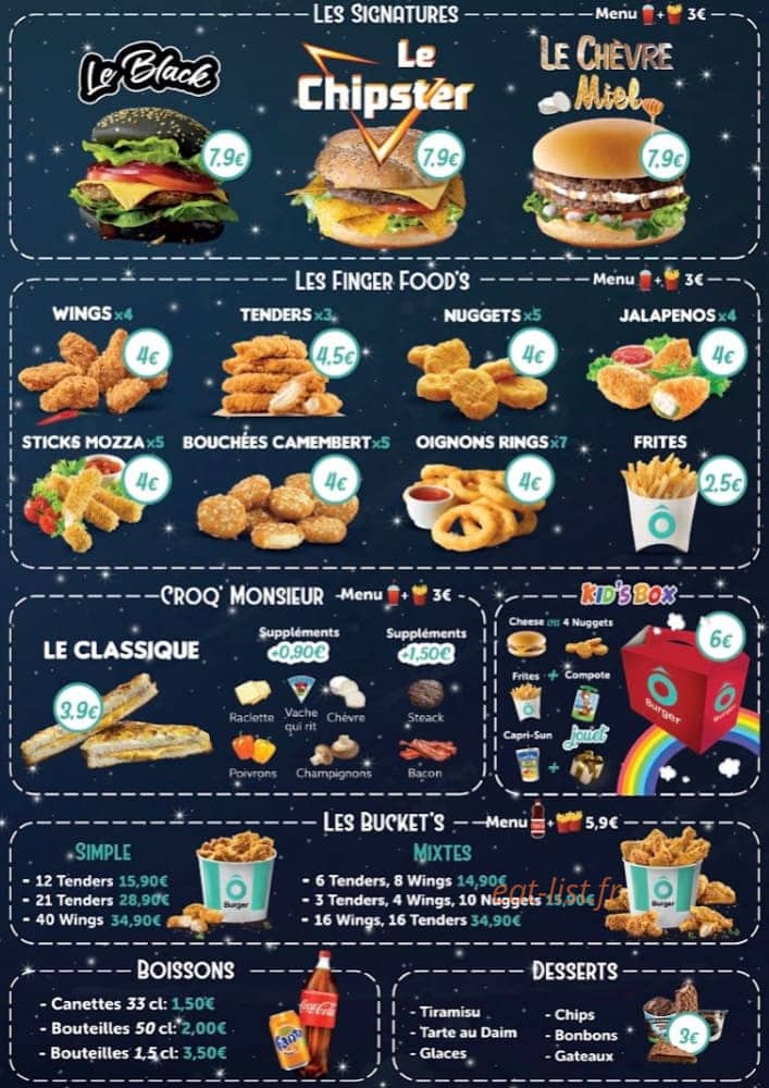 Ô Burger — carte page 3