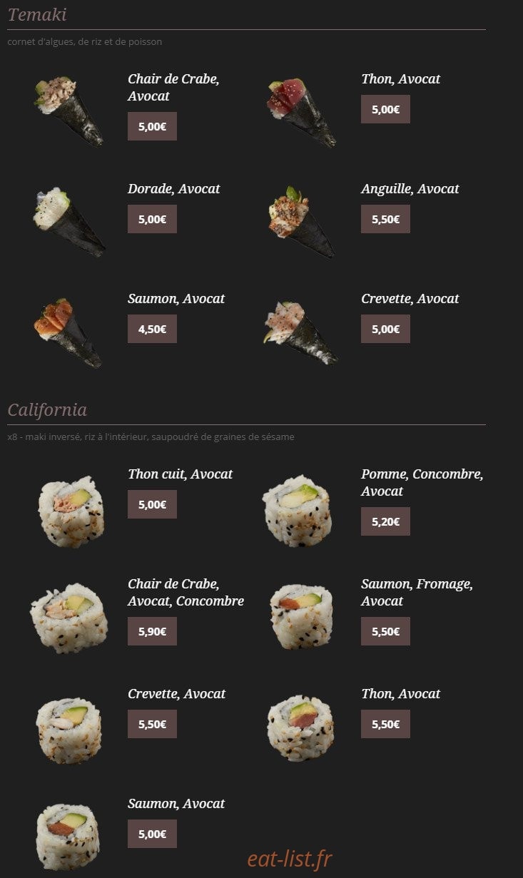 Okiddo sushi — carte page 2