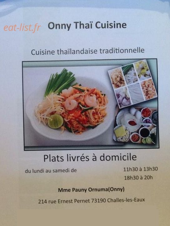 Onny Thai cuisine — carte page 1